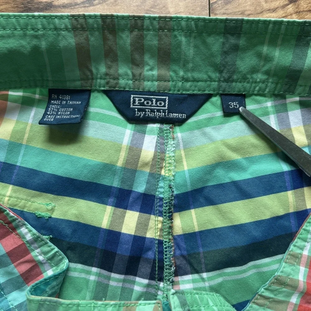 Polo Ralph Lauren Men's Size 35 Multicolored Plaid Unlined Swim Trunks 7